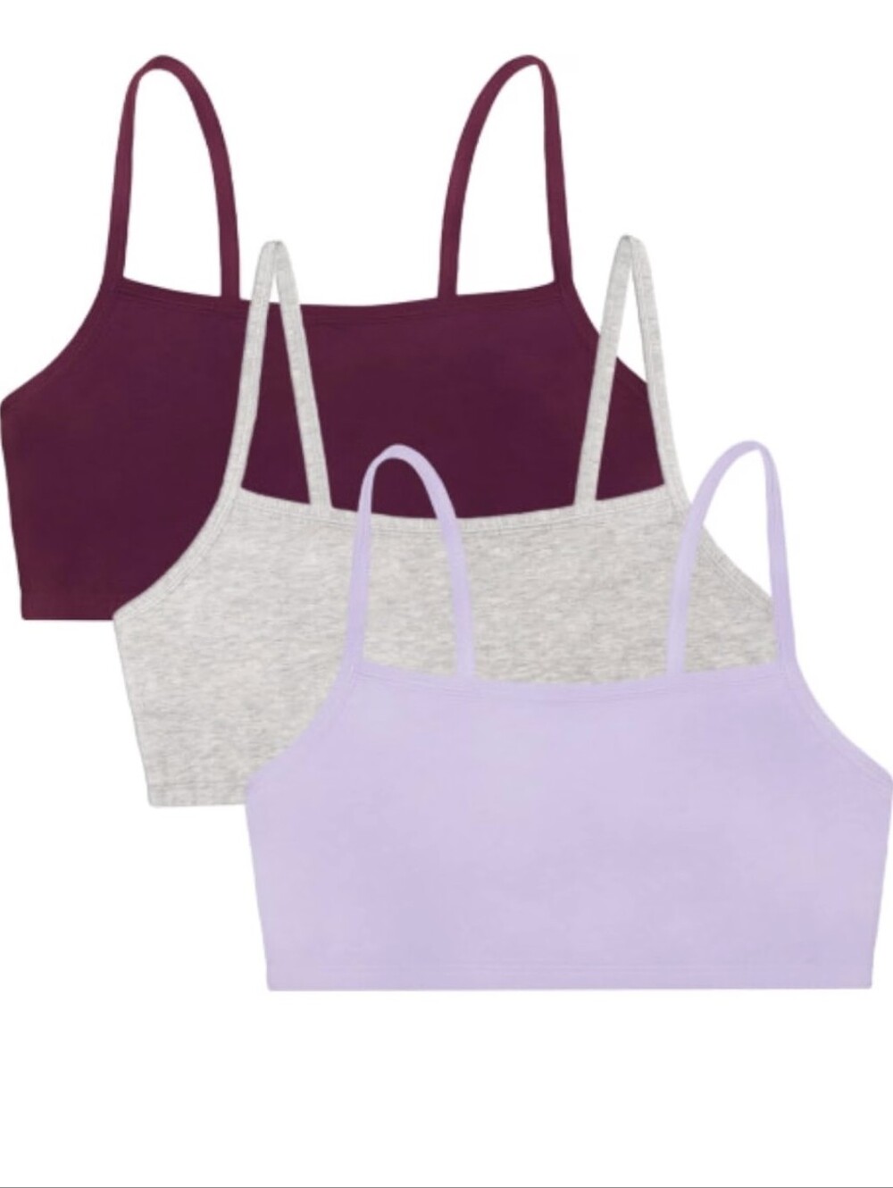 3 Fruit of the Loom Womens Spaghetti Strap Cotton Pullover Sports Bra